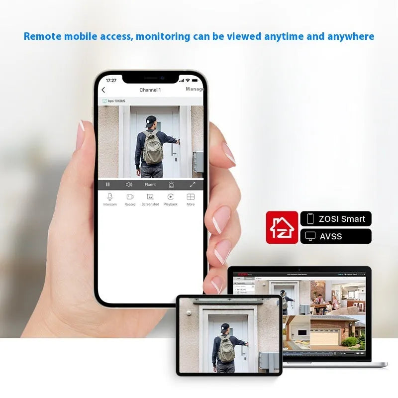 ZOSI Zhou Shi 4-camera POE security system with network video recorder for outdoor monitoring