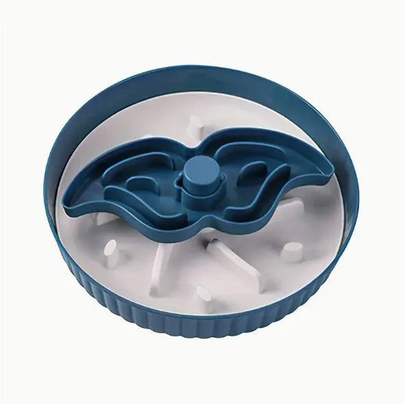 Rotating pet food basin with silica gel anti-choke mat in beige blue gray green or red