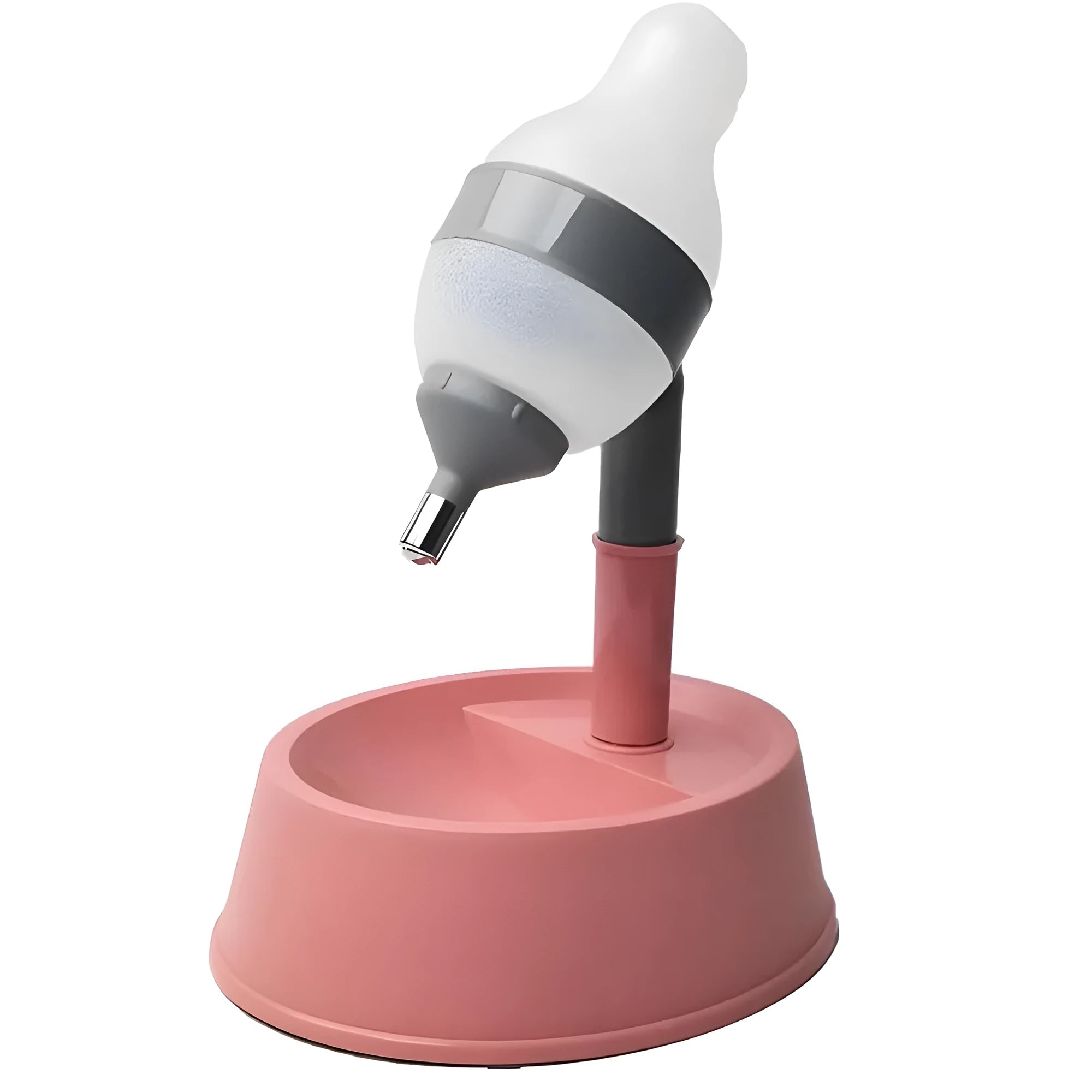 Green adjustable standing water dispenser for pets with a detachable bowl and pole.