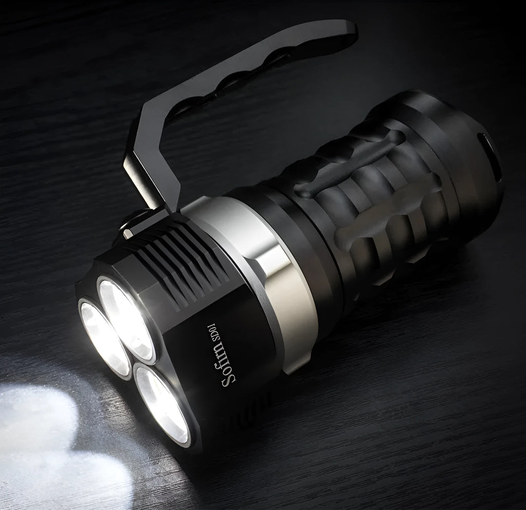 Aluminium alloy diving torch flashlight with waterproof case for outdoor use