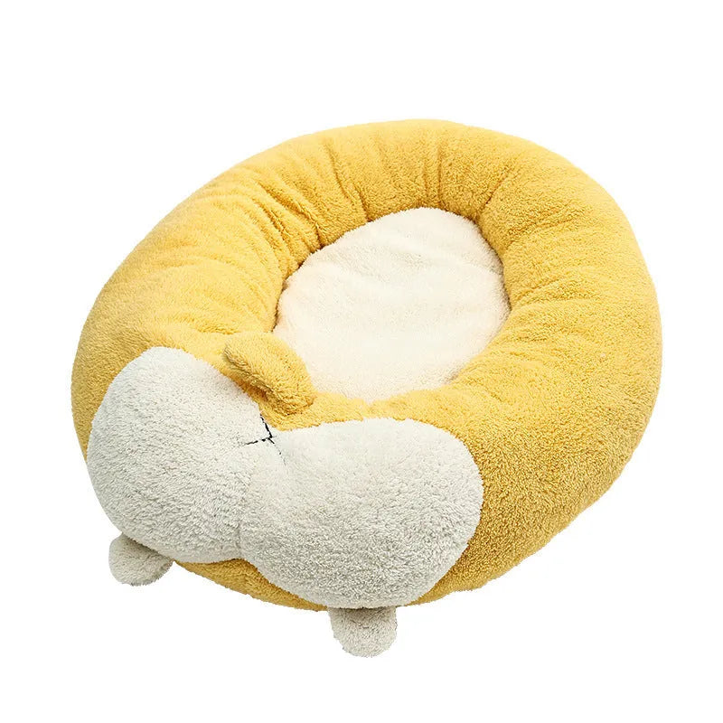 Corgi shaped plush pet bed for dogs and cats with PP cotton filling in three size options