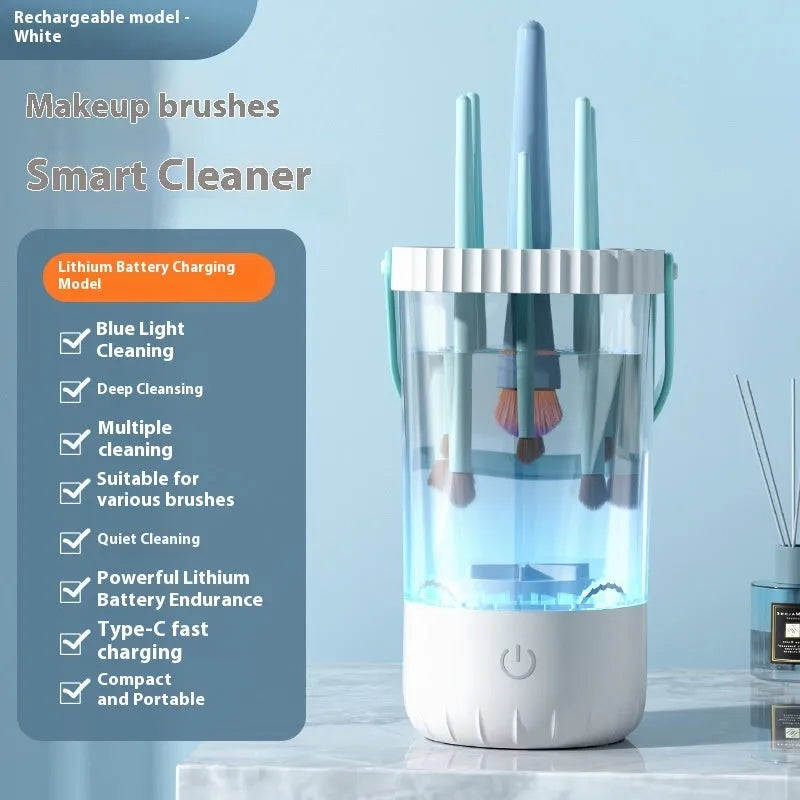 White rechargeable electric makeup brush cleaning brush with data cable