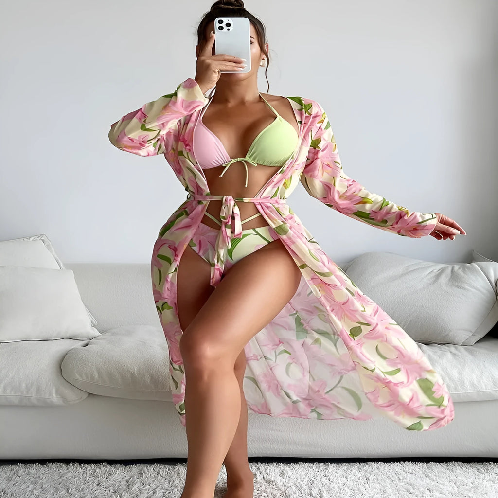 Women's printing pattern bikini swimsuit in European and American fit.