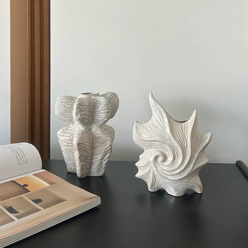 French art ceramic vase with coloured glaze finish in retro European decorative style