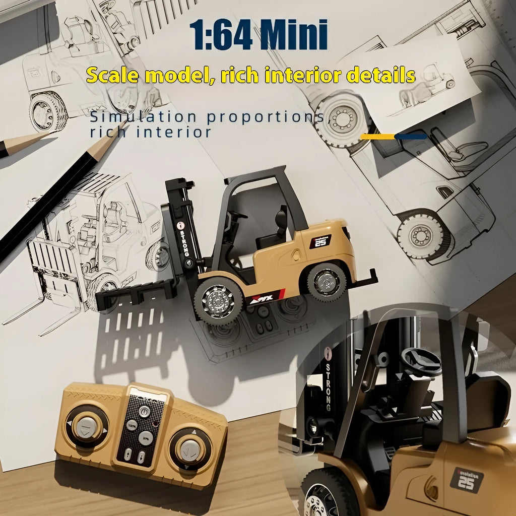 1:64 scale alloy remote control forklift with Bluetooth and dual-mode control