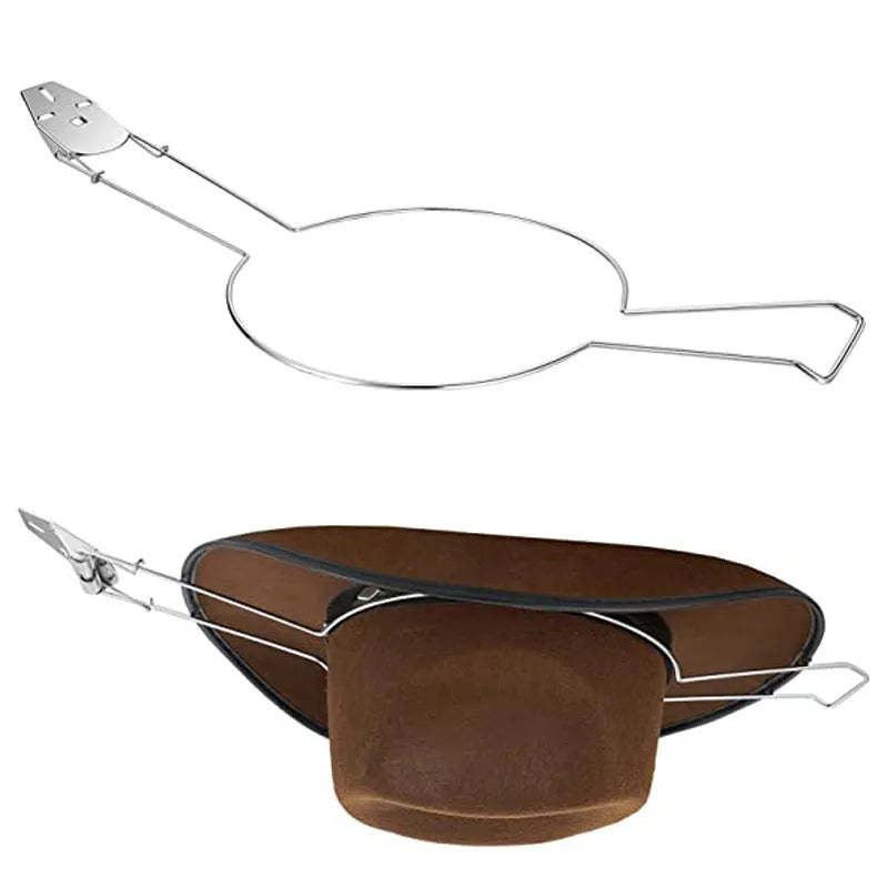 Brown car hat stand with visible chrome-plated metal interior support structure on a dashboard.
