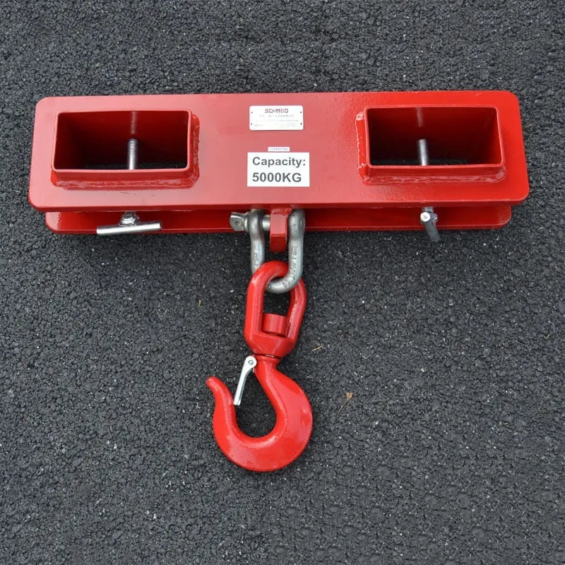 MK forklift crane conversion hook with rotatable drum and safety lock, iron construction.