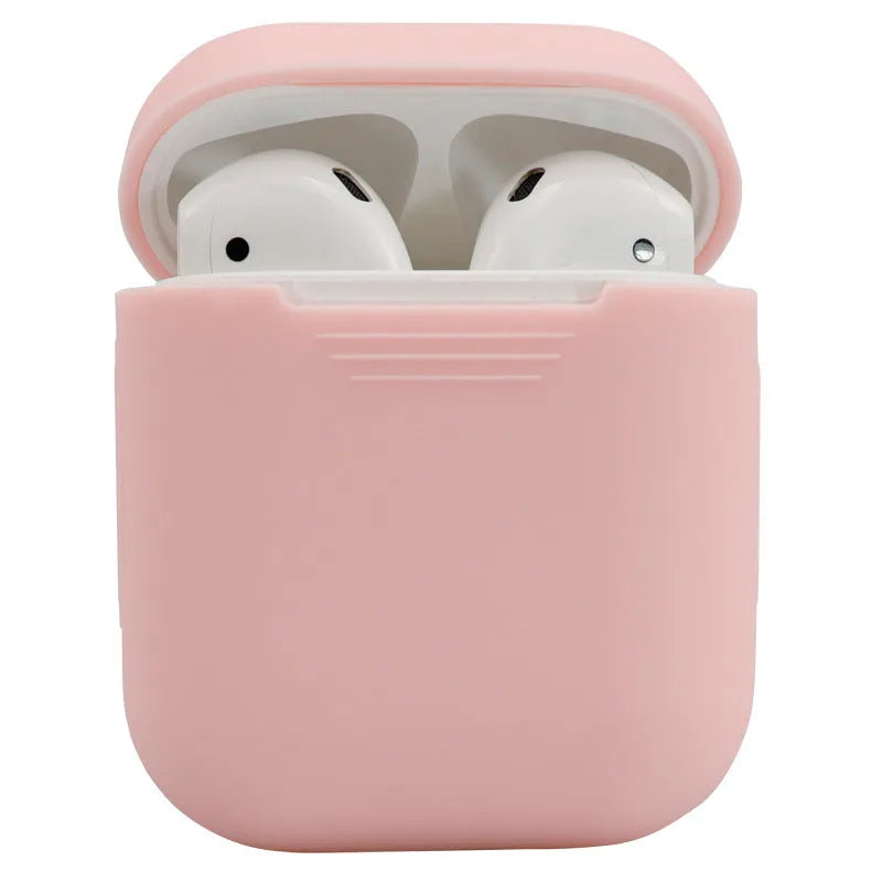 Silicone protective cover for Apple AirPods 2 case in multiple colour options on a white background.