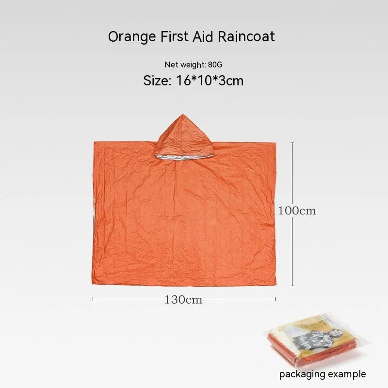 Orange emergency survival tent with sleeping bag and blanket for disaster relief