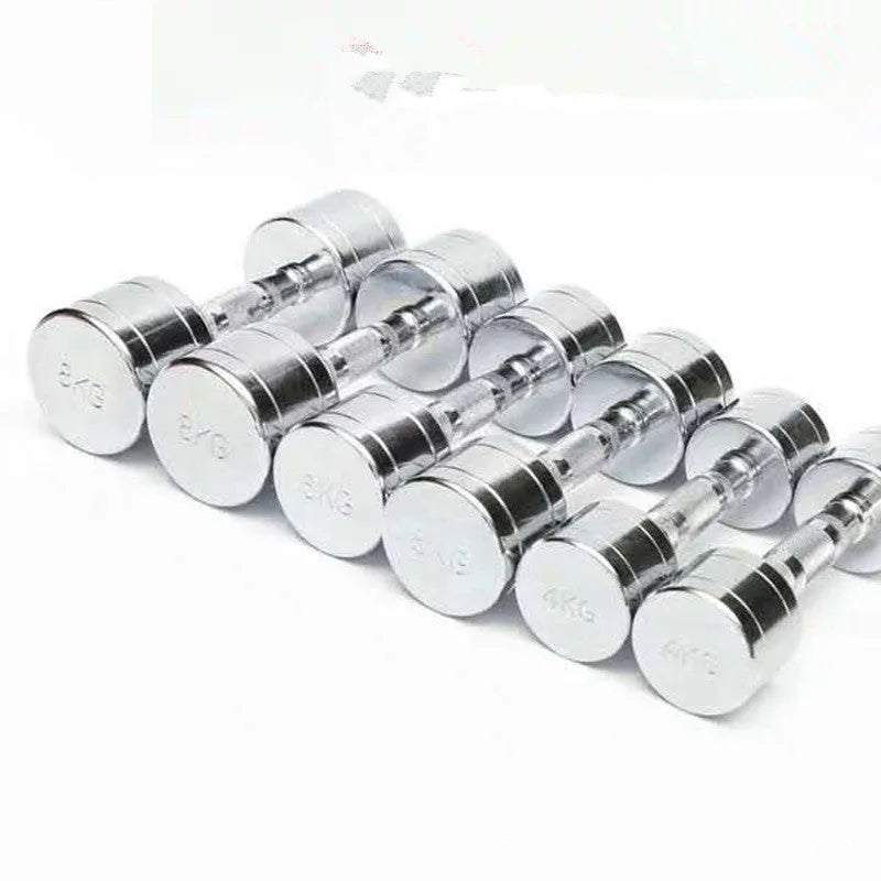 Silver 1kg pure steel electroplated dumbbell for home gym strength training.