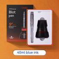 Automatic suction pen set with 0.38mm and 0.5mm pen heads, ink feeder with 40ml ink, plastic shell construction