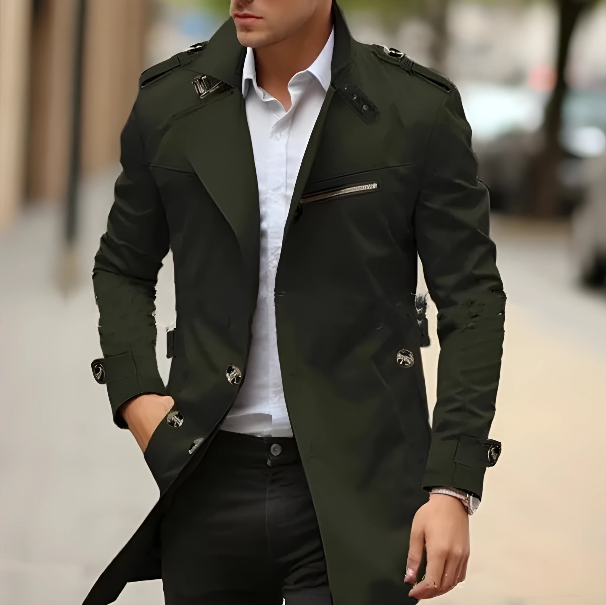 Men's plus size lapel collar casual jacket in autumn colours with side seam pockets