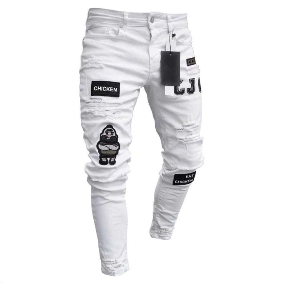 Cotton mid-rise zipper trousers in black front view size S to 3XL
