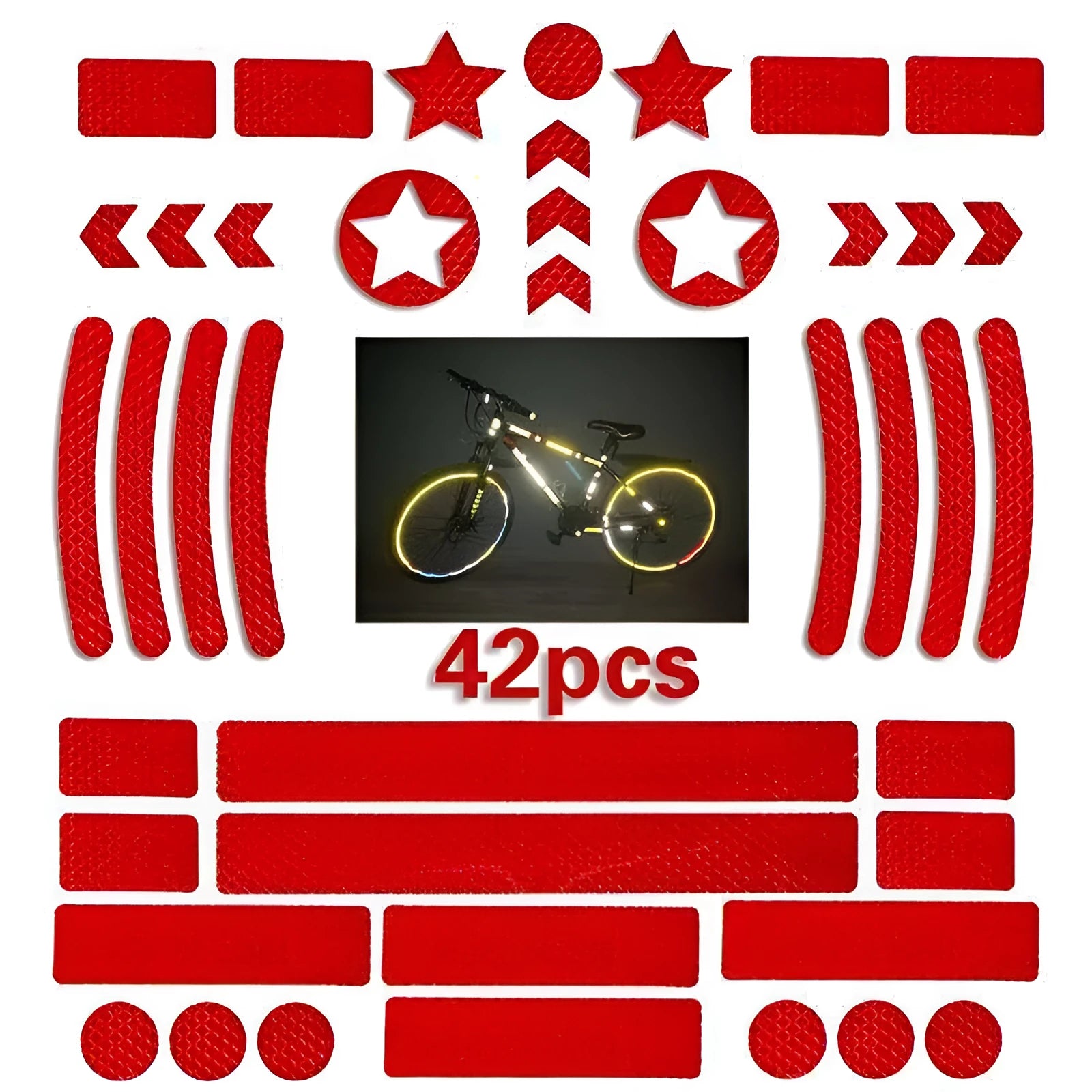 Bicycle reflective safety sticker with geometric grid pattern measuring 11.5 x 21cm