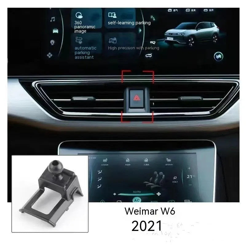 GOODWAY brand car dashboard mobile phone holder showing 360-degree rotation mechanism.