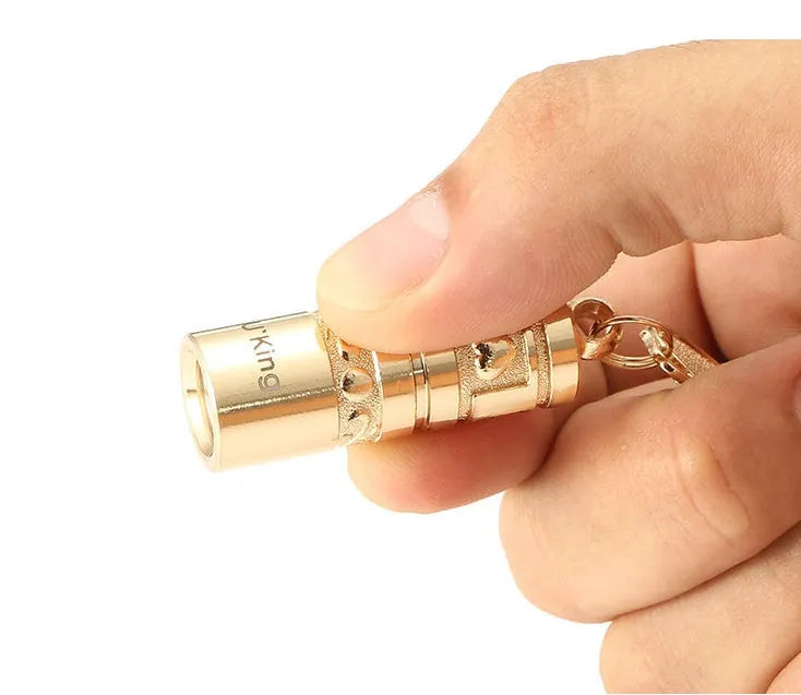 Mini portable gold zinc alloy LED flashlight keychain waterproof outdoor emergency light