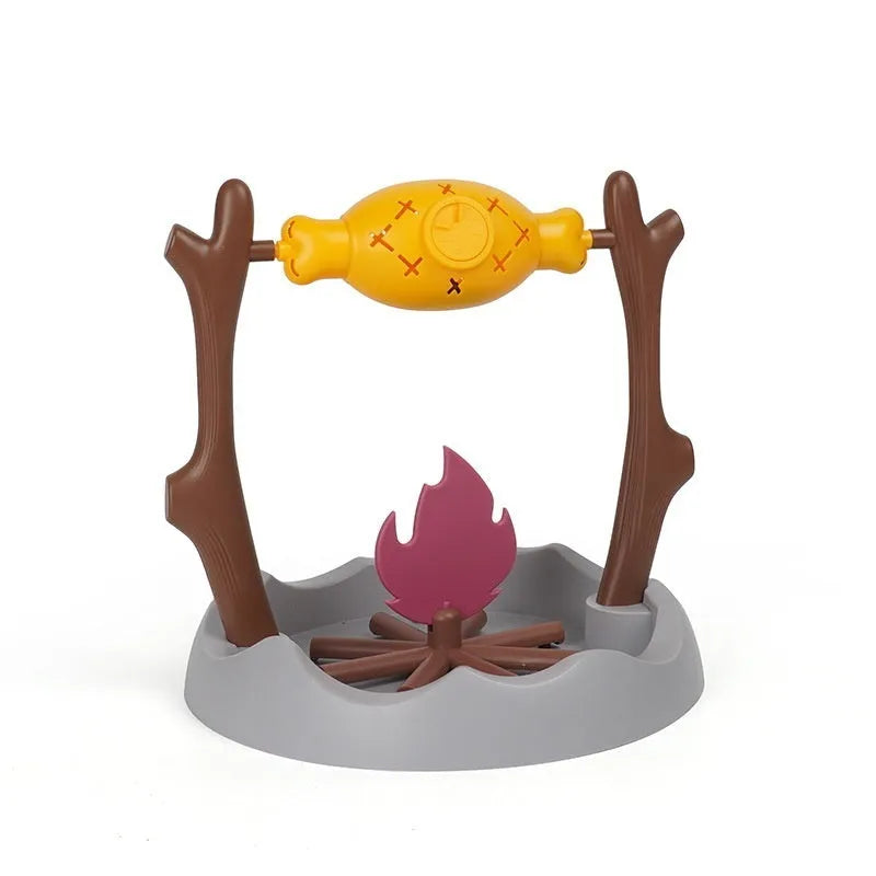 Barbecue-style cat food feeder toy with tumbling leakage mechanism for interactive feeding