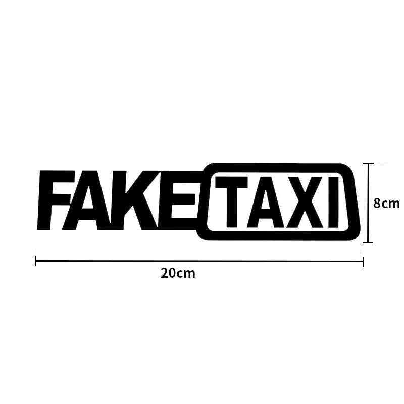 FAKE TAXI waterproof car warning sticker measuring 20cm by 8cm on PET material