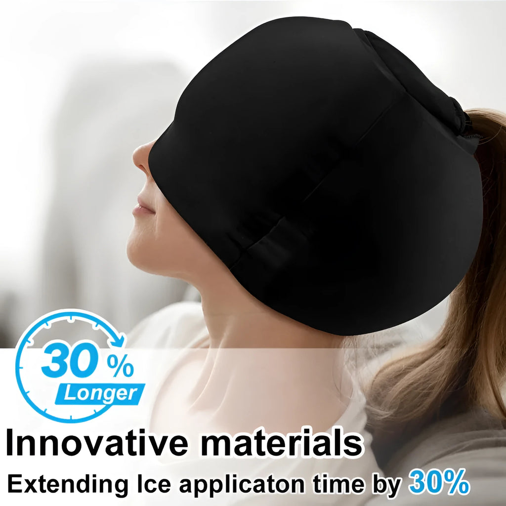 Simple solid colour cold compress cap with fully enclosed design in polyester fabric