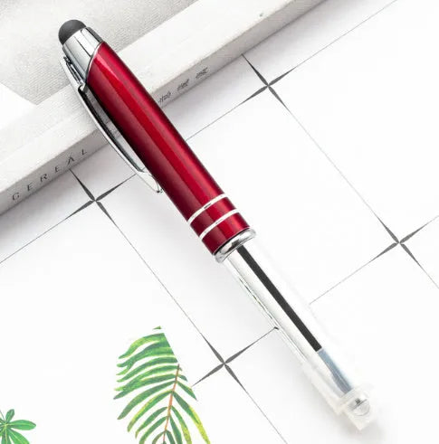 Metal multifunctional stylus pen with ballpoint and LED light in five colour options