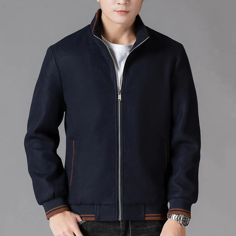 Men's grey fleece jacket with stick pocket and long sleeves for autumn casual wear