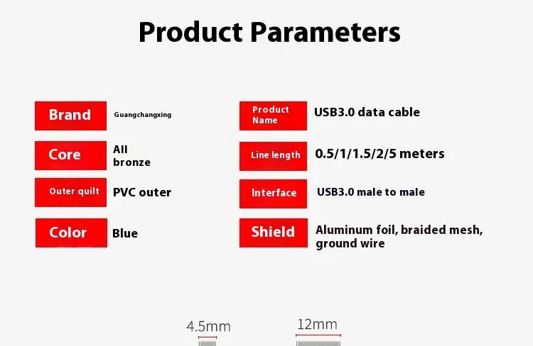USB 3.0 A male to A male data cable for external hard drive enclosures on a white background.