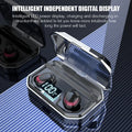 Black X10 Bluetooth wireless earbuds with charging case showing 150×100×40mm dimensions