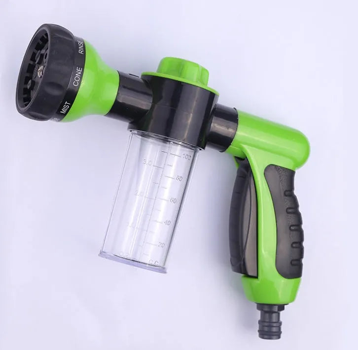 Green high pressure foam spray gun with adjustable nozzle for car washing and garden watering