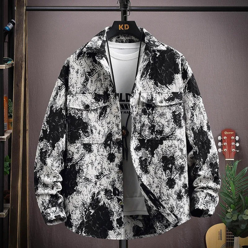 Women's casual lapel shirt coat in a colour option, showing long sleeves and straight hem design.