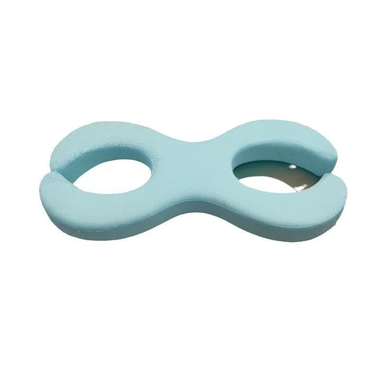 Memory foam cylindrical cervical traction pillow in cool blue with thickness choice for neck support