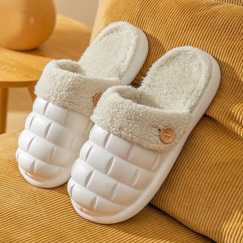 Plaid EVA slippers with detachable plush lining in multiple colours for women