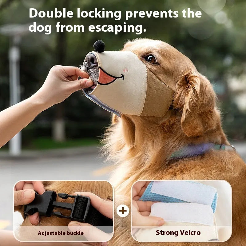 Canvas dog muzzle in Ollie Brown Bear colour, shown in size L for dogs 12.5-30kg.