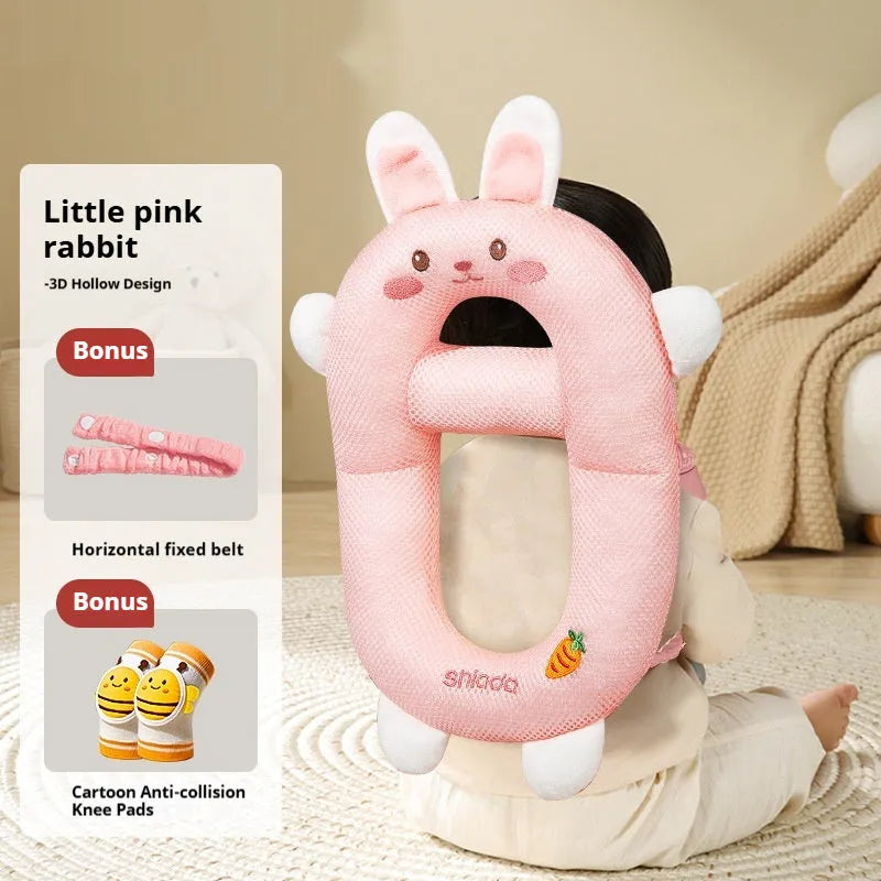 Baby anti-collision pillow with cartoon animal designs for toddling fall protection in kneecap and sock styles