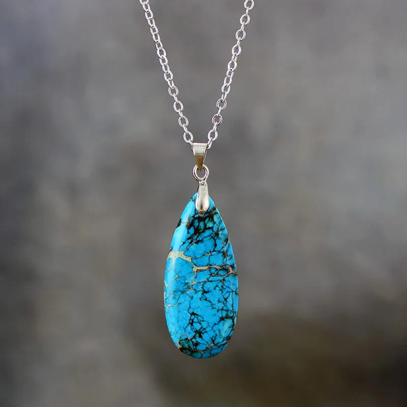 Jade water drop pendant necklace with 18K gold plating chain