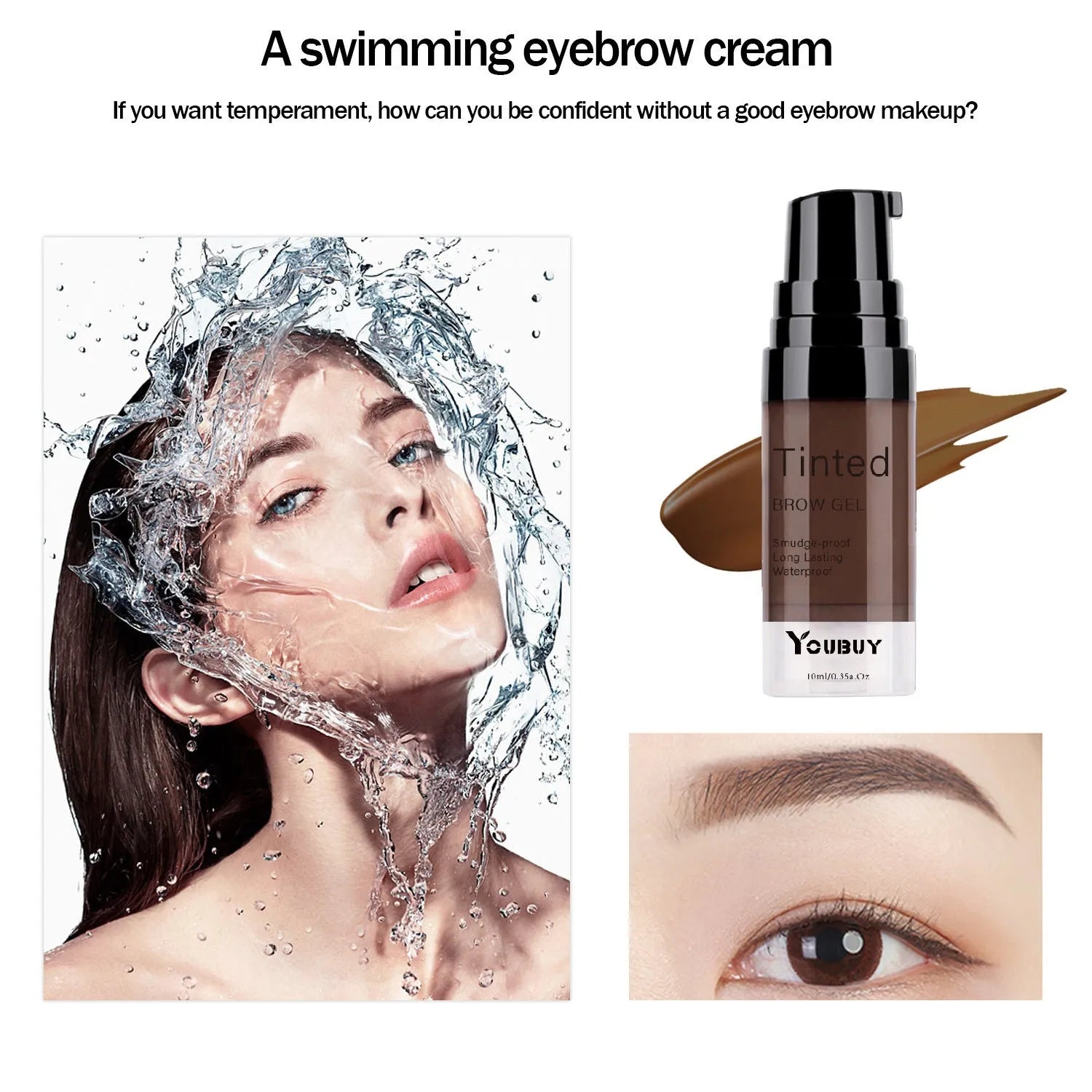 Waterproof quick-drying eyebrow cream tube with eyebrow dye for natural lasting brow definition