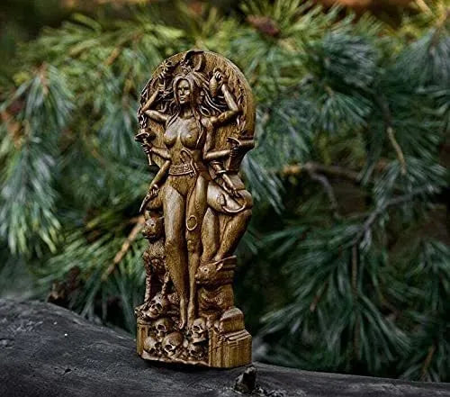 Synthetic resin Greek goddess statue for pagan altar or garden, 22cm tall.