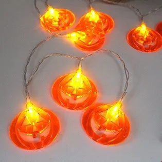 Halloween LED string lights with pumpkin, bat, and ghost lanterns on a 1.2 metre string