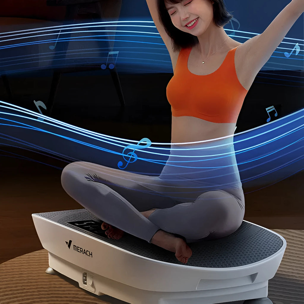 Grey or pink portable smart power plate with Bluetooth, dimensions 58cm by 38cm.