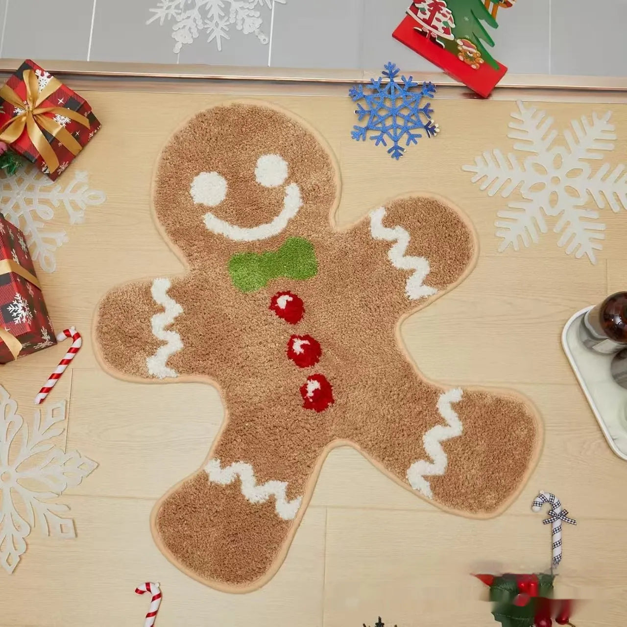 Christmas geometric pattern hallway mat with non-slip backing in multiple size options