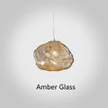 Modern glass and fabric chandelier light fixture in amber, clear or smoke grey.
