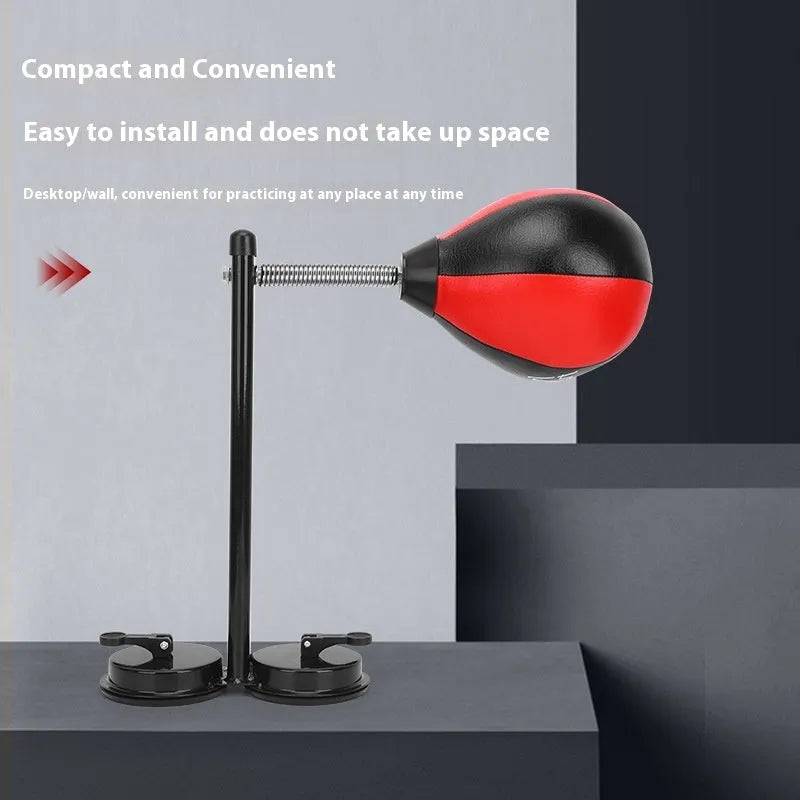 Pear-shaped boxing reaction ball with double suction cup mount and manual pump