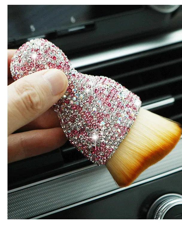 Car interior cleaning brush with soft PVC bristles, 10cm length, for dust removal from vents and dashboards