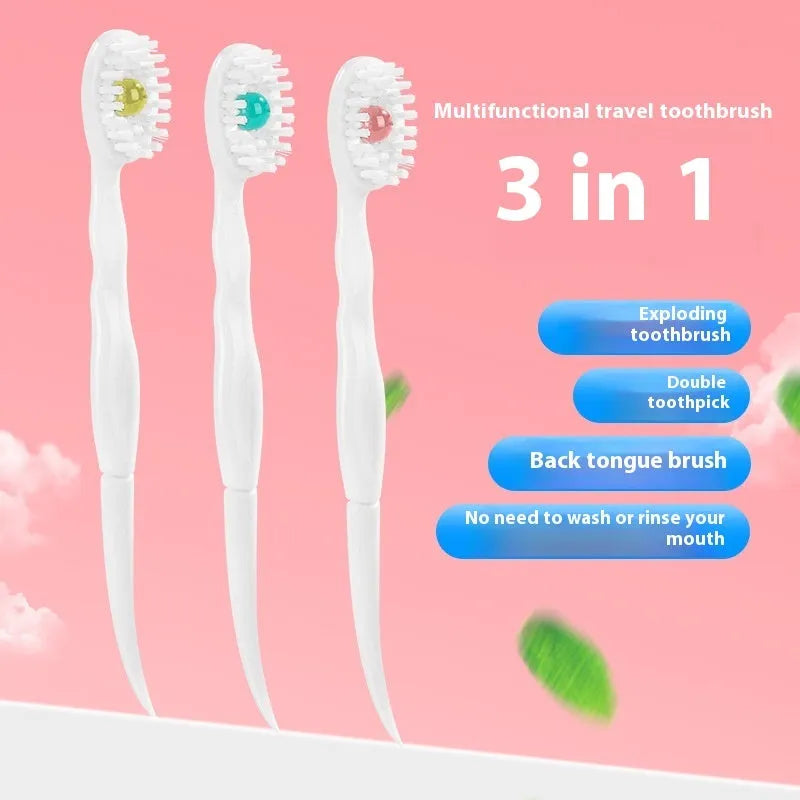 Box of 20 mint flavour disposable chewable bead toothbrushes for travel.