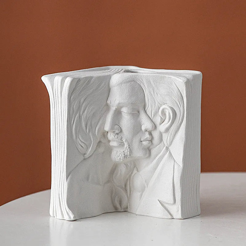 Glazed ceramic book stand in a modern design, showing one of four colour options.