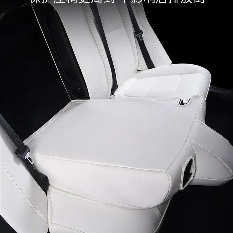 Tesla Model 3 and Model Y PVC seat cover set in black or white for interior protection.
