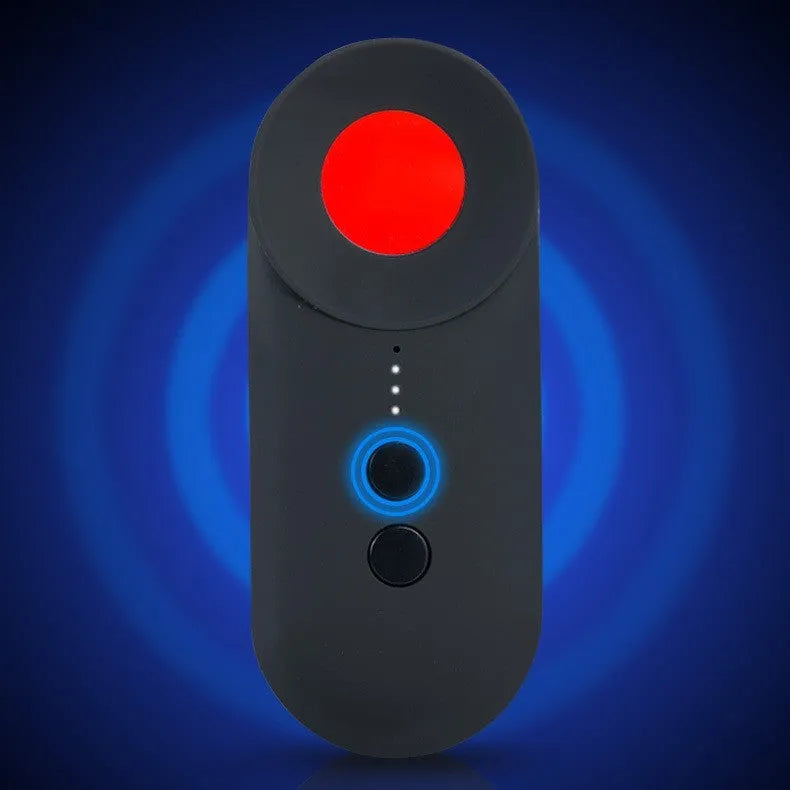 Black GPS detector measuring 93.8x38x14.5mm with micro USB port for signal and laser scanning