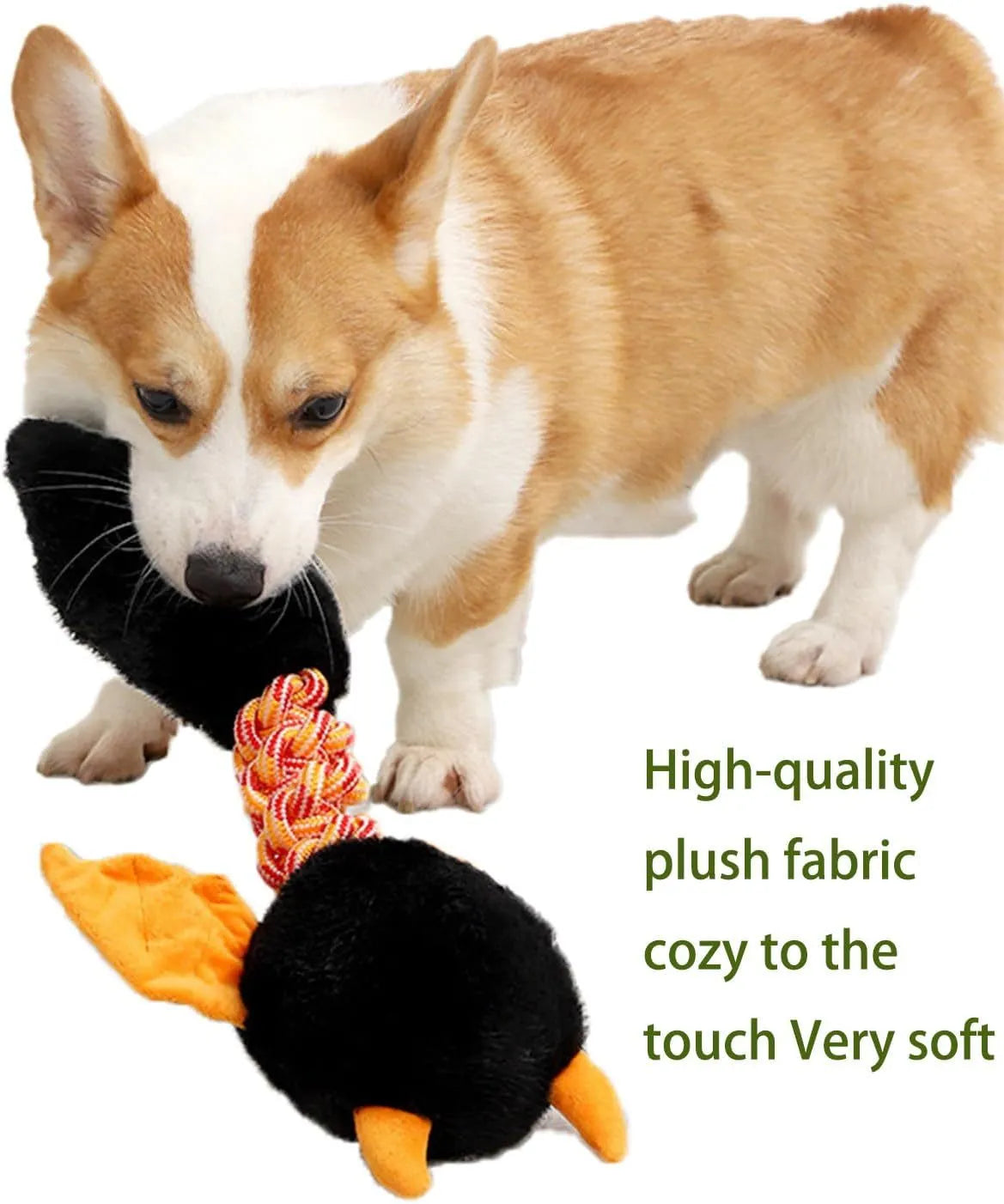 Large plush dog toy in red with cartoon design, featuring a rope knot and suitable for aggressive chewers