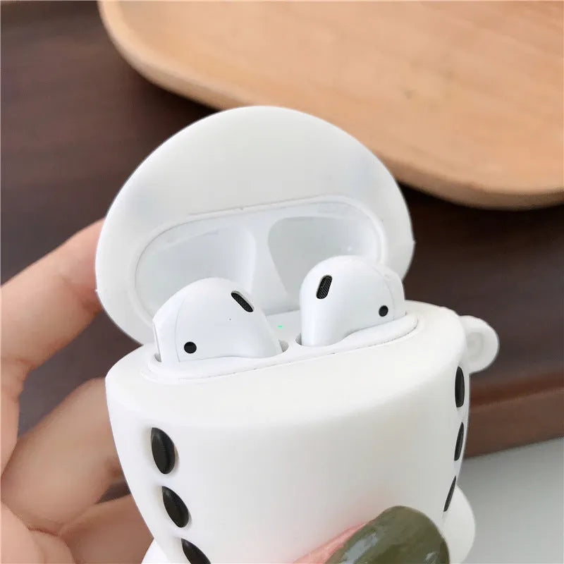 Silicone flip case for AirPods with airplane cartoon design and hook attachment