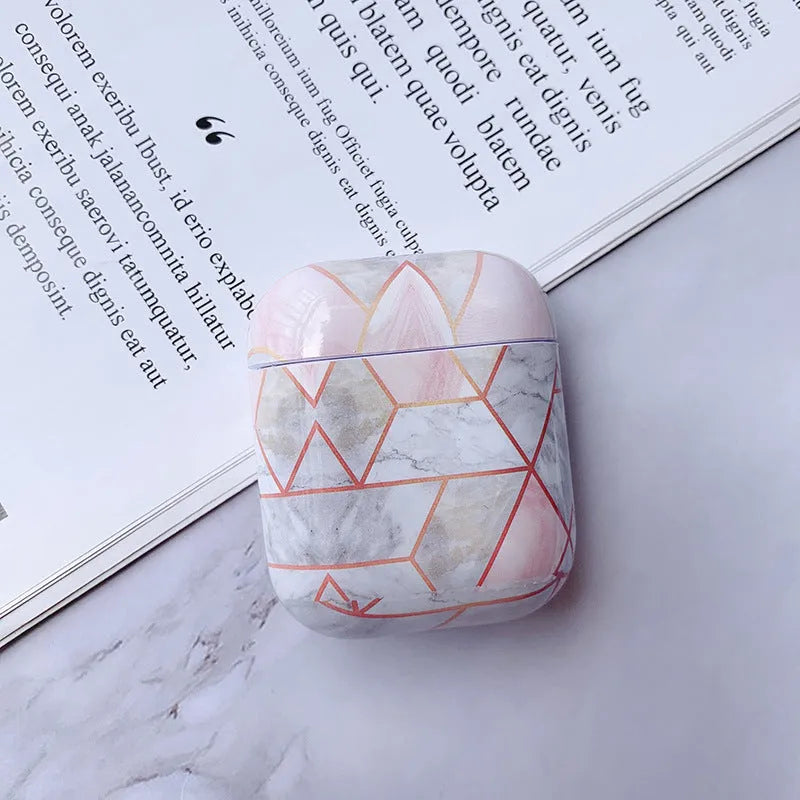 White marble pattern hard PC protective case cover for Apple AirPods charging box