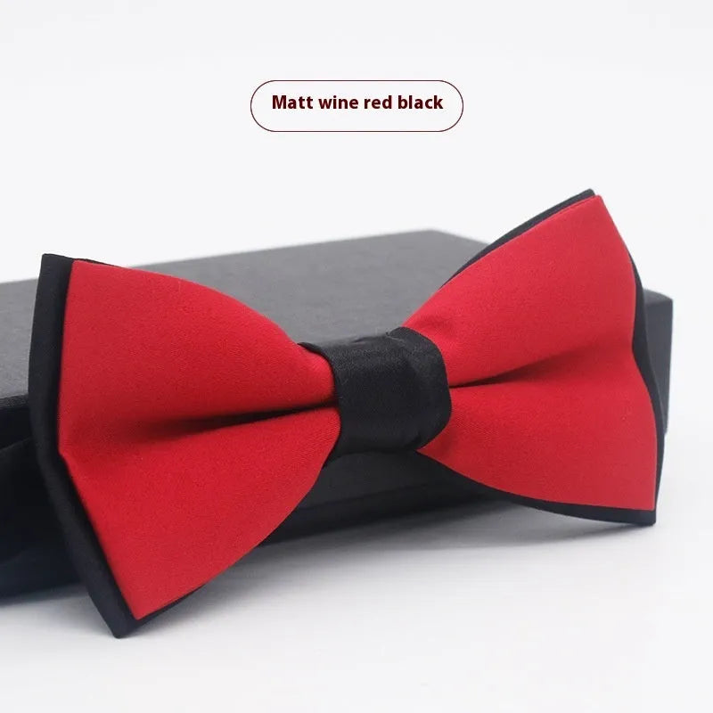 Solid colour formal bow tie with flat head design in polyester fabric
